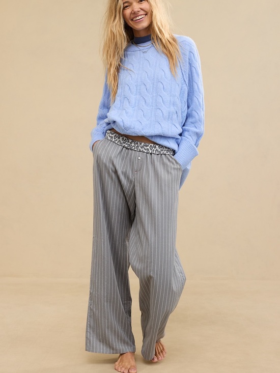 aerie Pants - Aerie Off-Duty Flannel Trouser PJ Dark Heather Grey Large